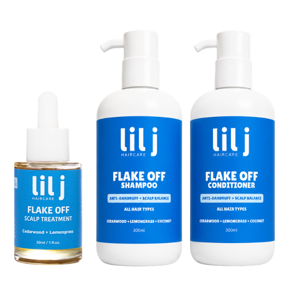Lil J Flake Off 3-step scalp care system for dry, flaky or itchy scalps